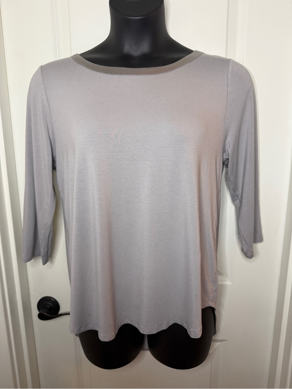 Joan Vass New York Gray 3/4 Sleeve Top Size XL .